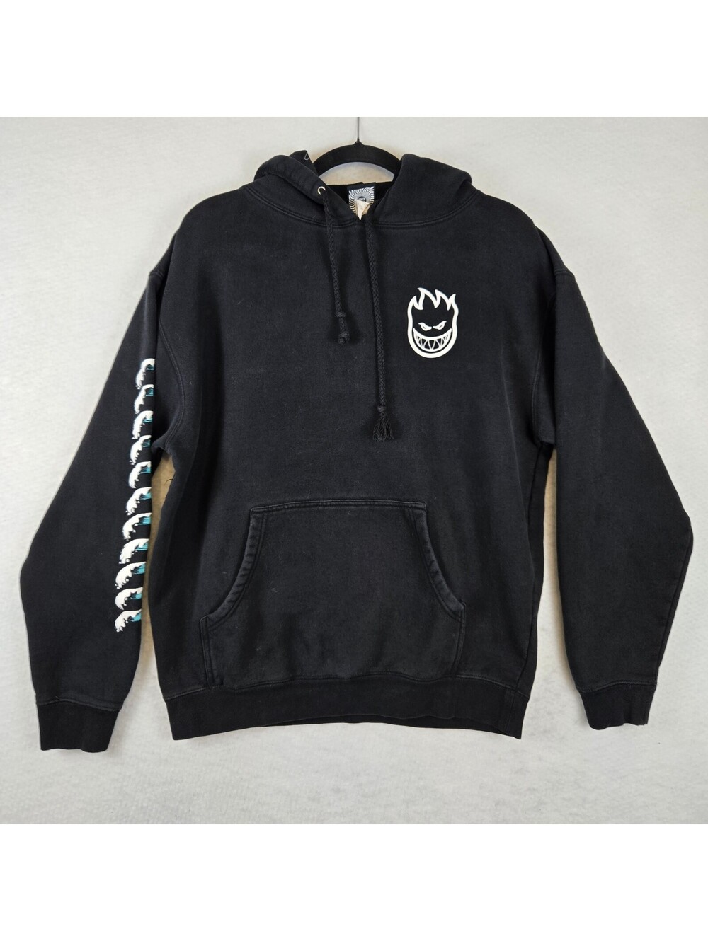Spitfire Black Hoodie with Flame Logo Graphic Medium Size Pullover Sweatshirt